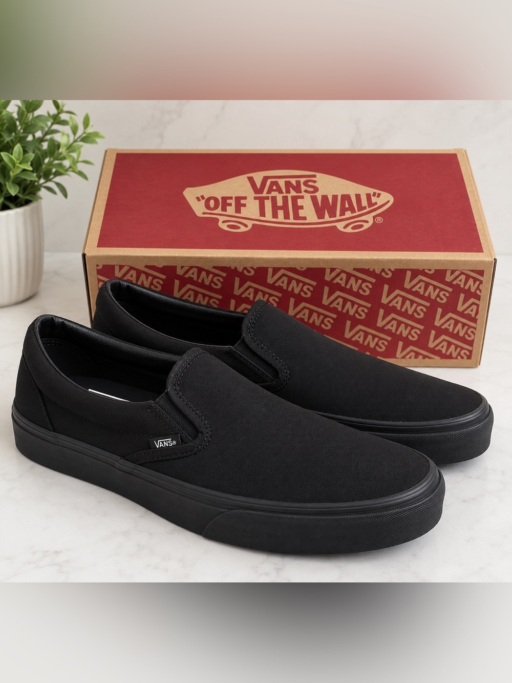 Vans All-Black Classic Slip-On Canvas Loafers